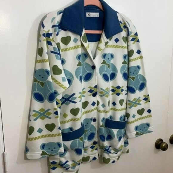 Teddy Bear Cardigan with Pockets, Cotton Blend Fleece, G. Super Edition, Medium - Picture 2 of 11